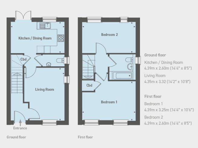 Floor plan, 2 bedroom house  - artist's impression subject to change